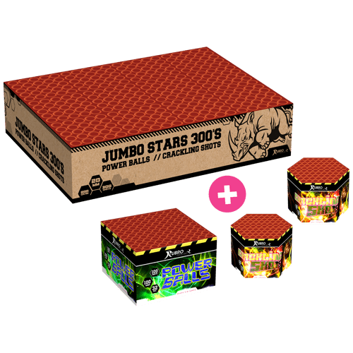 Jumbo Stars Display Box 300-Schuss-Feuerwerkverbund + 3 Batterien Extra von Geisha-Rubro ab 127.49€ jetzt bestellen