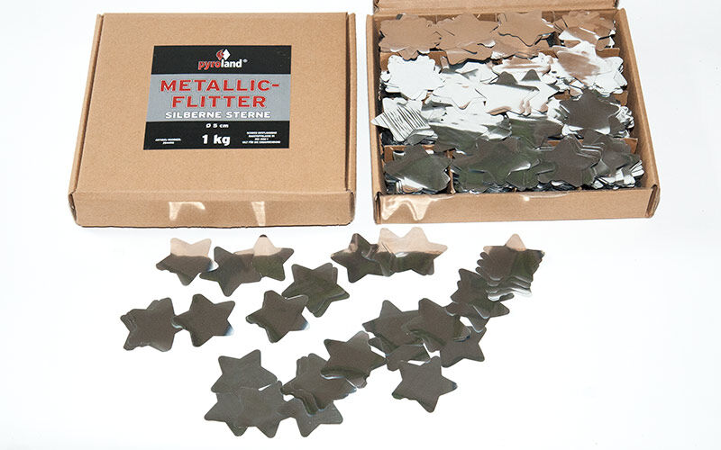 Metallic Flitter - Silberne Sterne 1kg (Pappschachtel) von Pyroland ab 14.7€ jetzt bestellen
