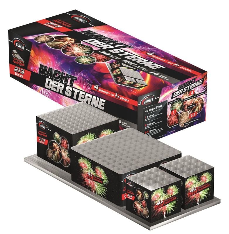 Nacht der Sterne 213-Schuss-Feuerwerk-Batterie von Comet ab 19.54€ jetzt bestellen