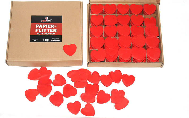 Papier Flitter - Rote Herzen 1kg (Pappschachtel) von Pyroland ab 8.82€ jetzt bestellen