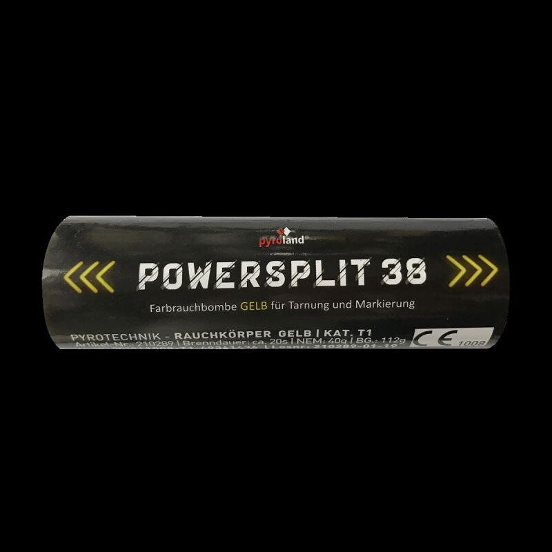 POWERSPLIT 38 mit Reißzünder 20s, Gelb von Pyroland ab 4.99€ jetzt bestellen