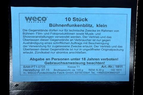 Weco Bühnenfunkenblitz klein, 10 Stk von Weco ab 54.99€ jetzt bestellen
