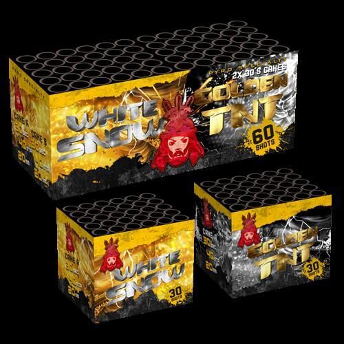 White Snow & Golden TNT 60-Schuss-Feuerwerk-Batteriesortiment 4er Pack (Stahlkäfig) von Geisha-Rubro ab 229.99€ jetzt bestellen